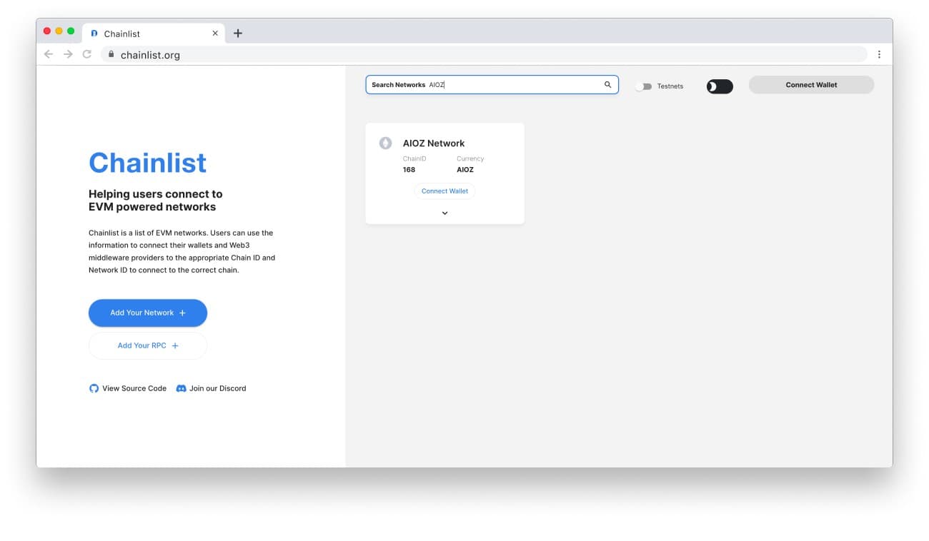 Search Network for AIOZ