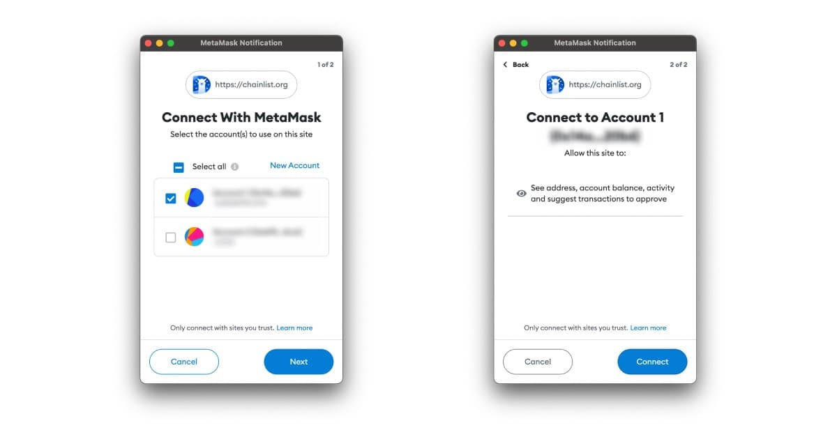 Select the “Connect Wallet” Button and follow the prompts in Metamask