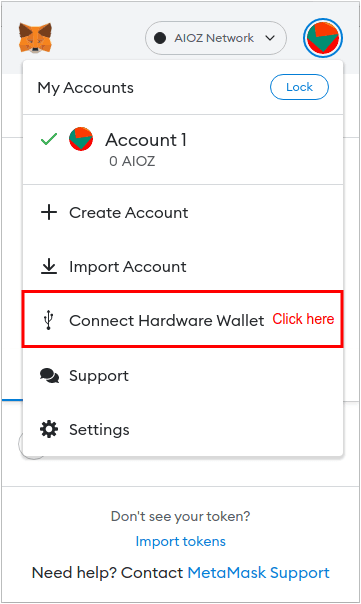 Click on Connect Hardware Wallet