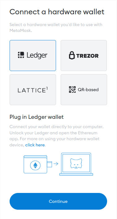 Select Ledger, then click Continue