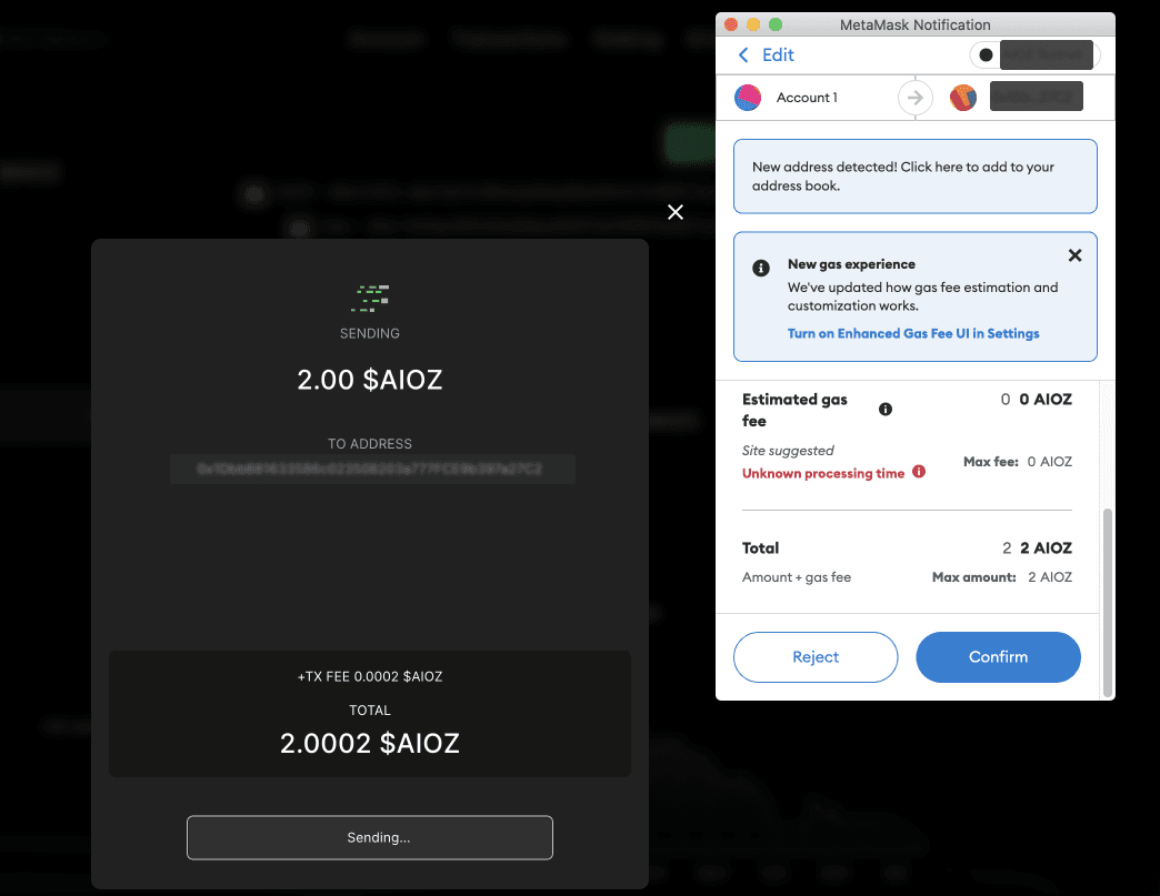 a confirmation popup will appear from Metamask